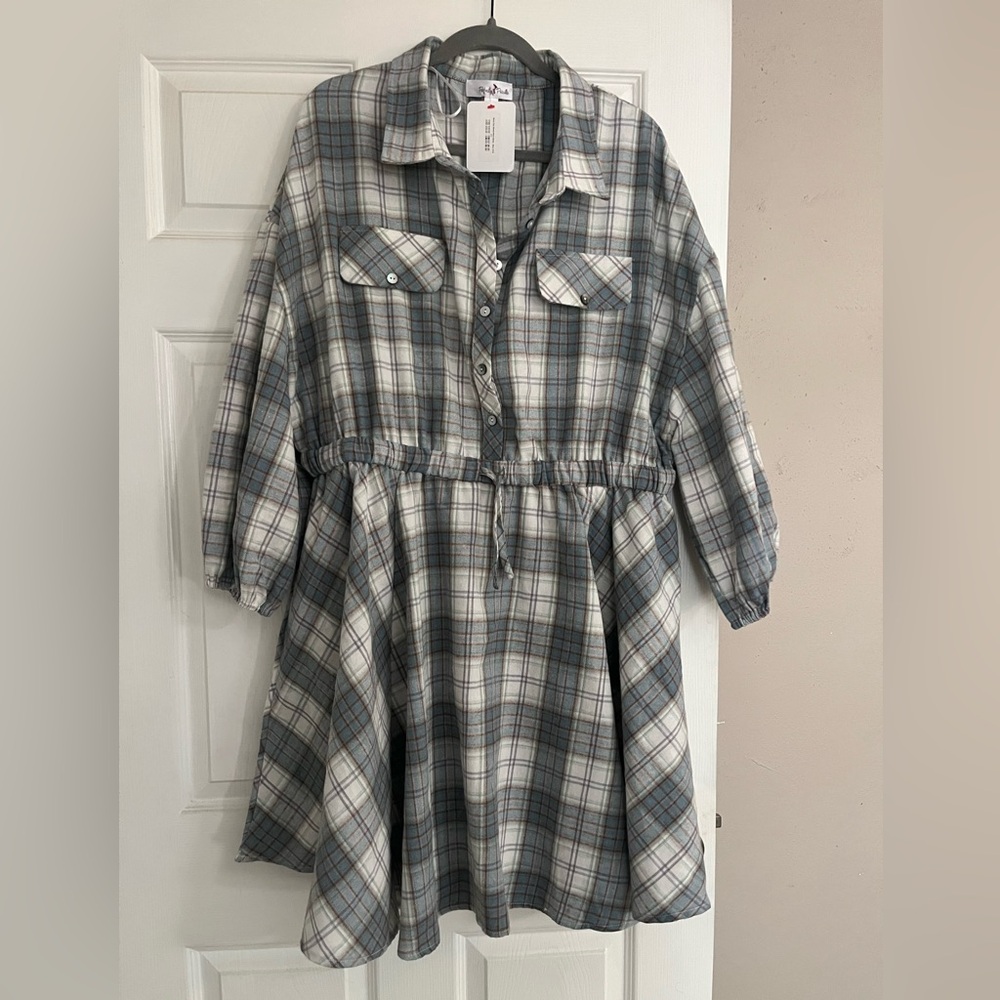 Plaid cotton western style dress - 3X (fits size 18/20)